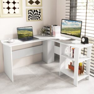 Suur L-kujuline arvutilaud 130x130cm valge