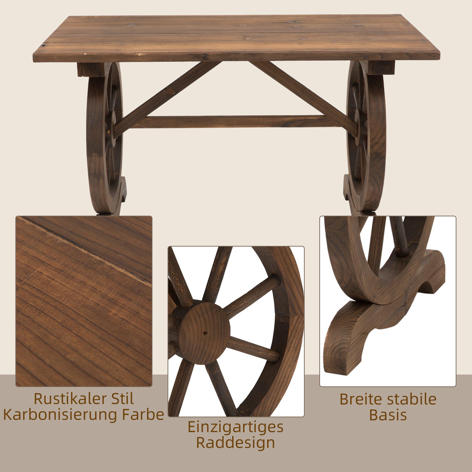 Aialaud ratastega jalgadega, naturaalset värvi, 110 x 60 x 65 cm - Image 5