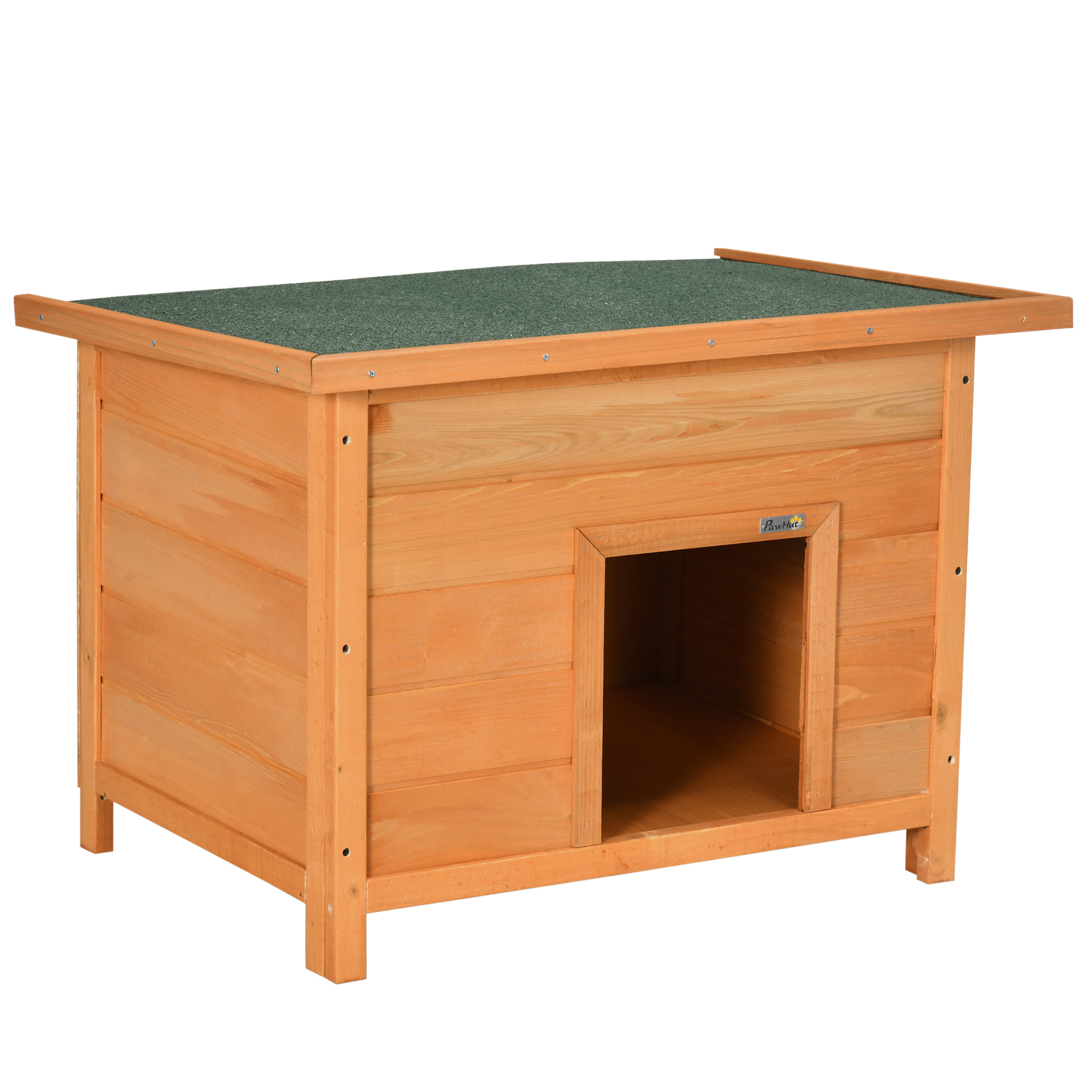 Luonnonvärinen puinen koirankoppi vihreällä avattavalla katolla, 82 × 58 × 58 cm