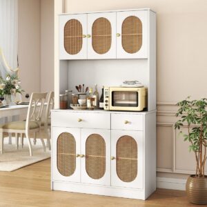 Valkoinen keittiökaappi rattan-ovilla 180 cm