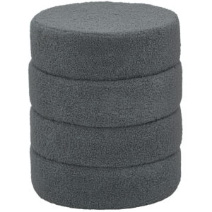 Pyöreä rahi, teddy fleece, tummanharmaa, Ø40 x 45 cm, enintään 120 kg
