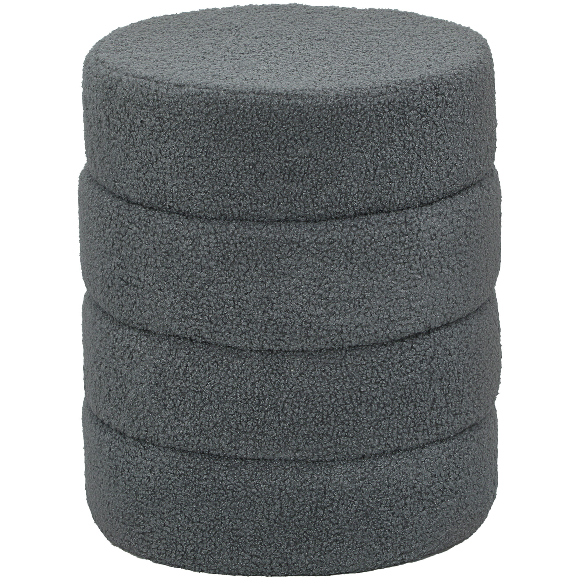Apvalus pufas, teddy fleece, tamsiai pilkas, Ø40 x 45 cm, iki 120 kg