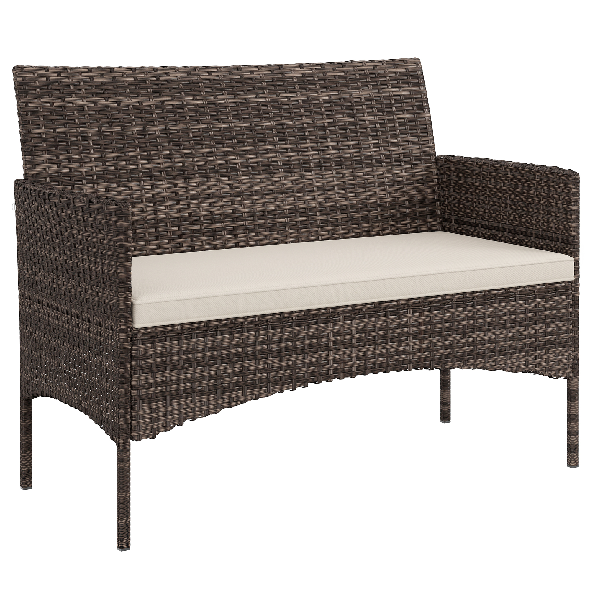 2-kohaline välistingimustes diivan PE-rotangist, khaki, 115 x 63 x 85 cm