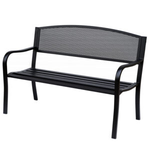 Dārza sols, 2-vietīgs, melns, tērauds, 127 x 60 x 87 cm
