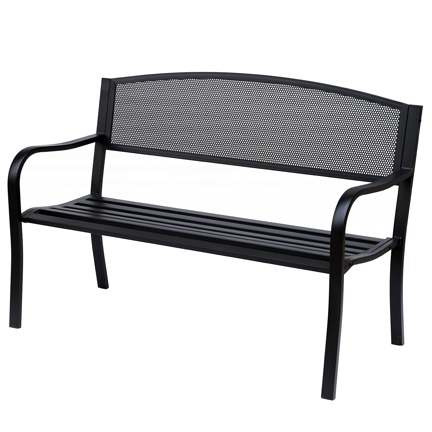 Dārza sols, 2-vietīgs, melns, tērauds, 127 x 60 x 87 cm