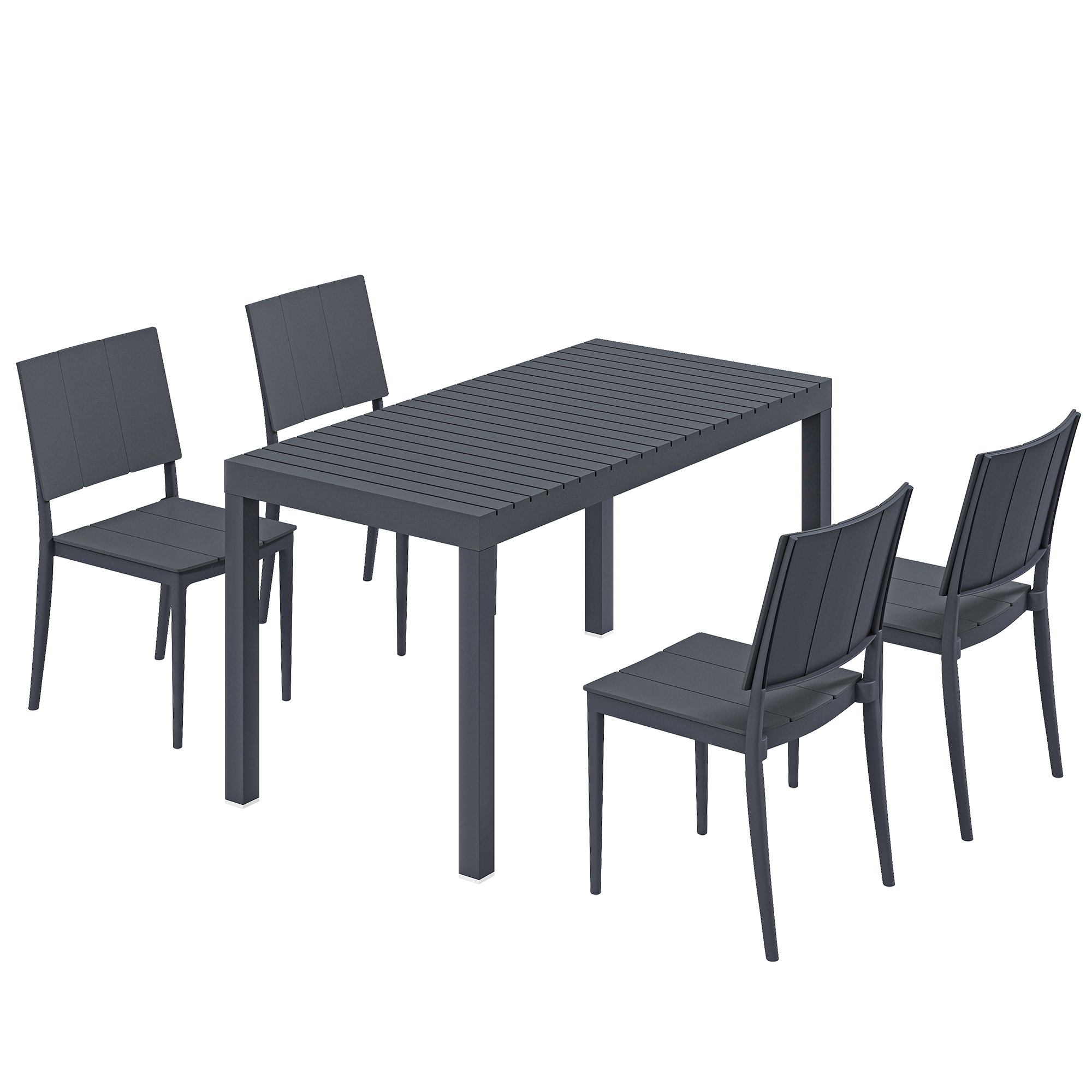 5-osaline aiamööbli komplekt, tumehall, 4 inimesele
