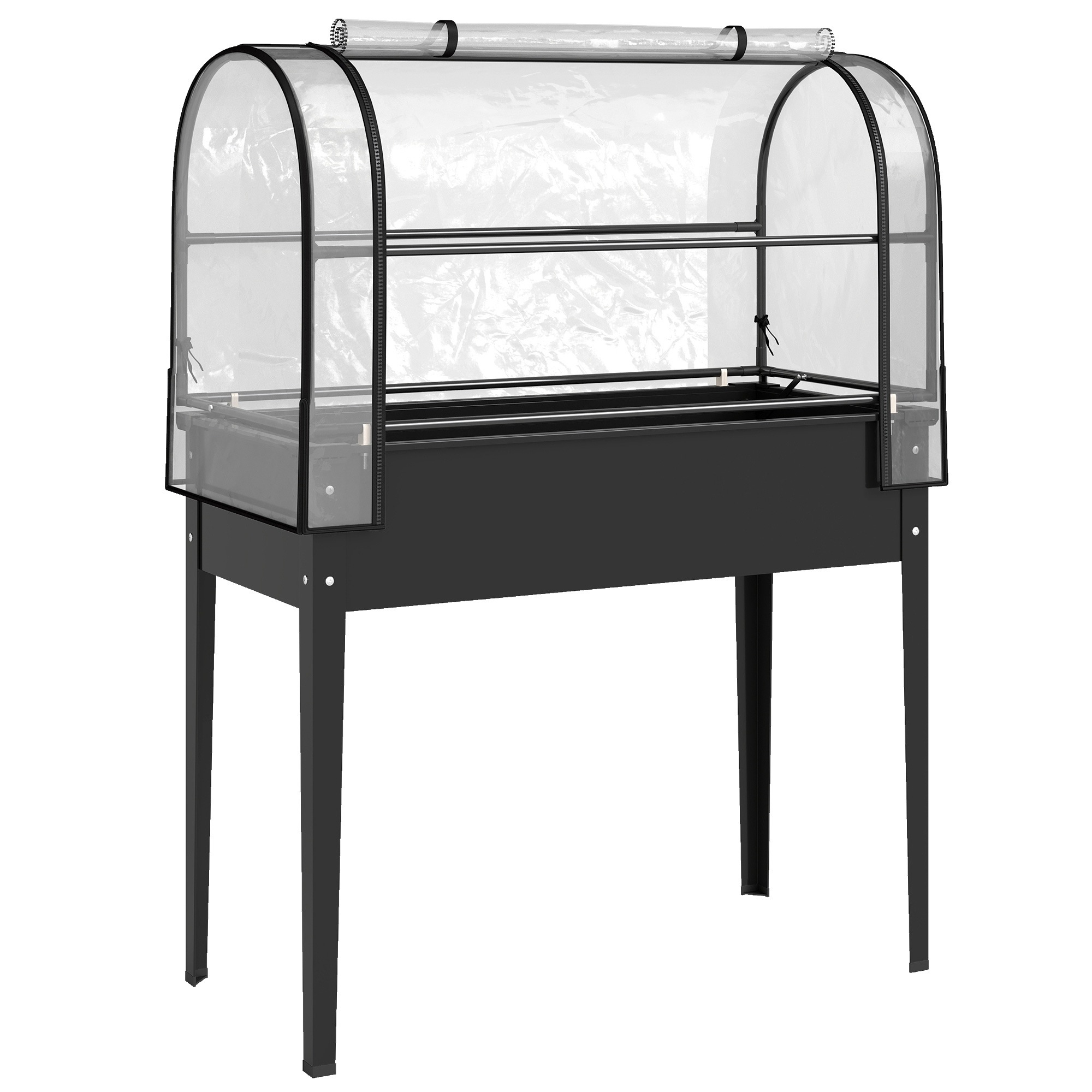Kõrgendatud peenar kasvuhoonekattega, must, 100 x 49 x 136 cm, kandevõime kuni 80 kg