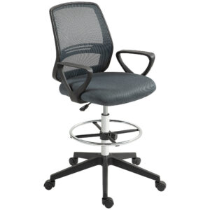 Ergonominė biuro kėdė su porankiais ir reguliuojamu pakoju, pilka, 68 x 66 x 100–120 cm