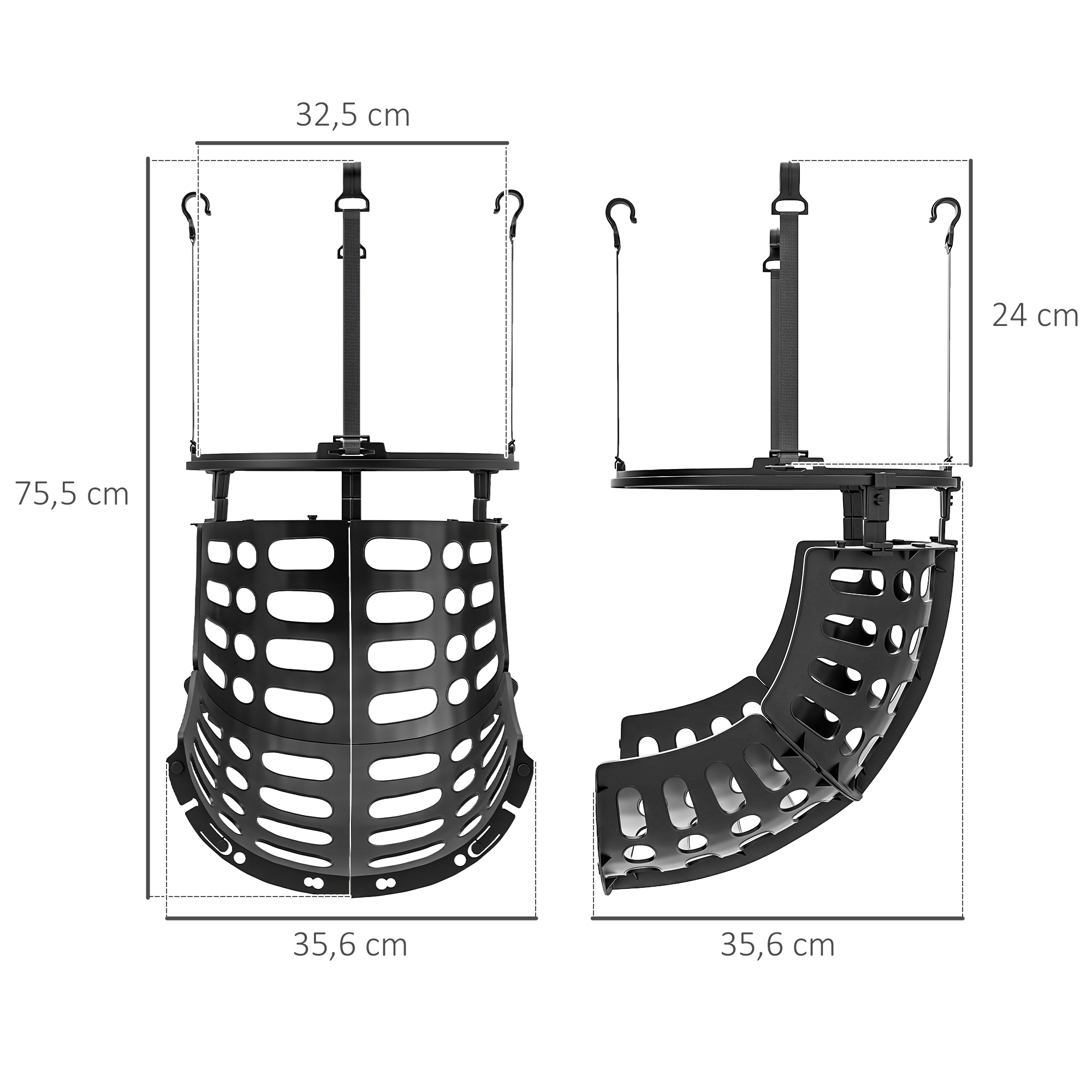 Basketbola bumbas atgriezējs, regulējams augstums, 360° grozāms, plastmasa, melns, 35,6 x 35,6 x 75,5 cm - Image 3