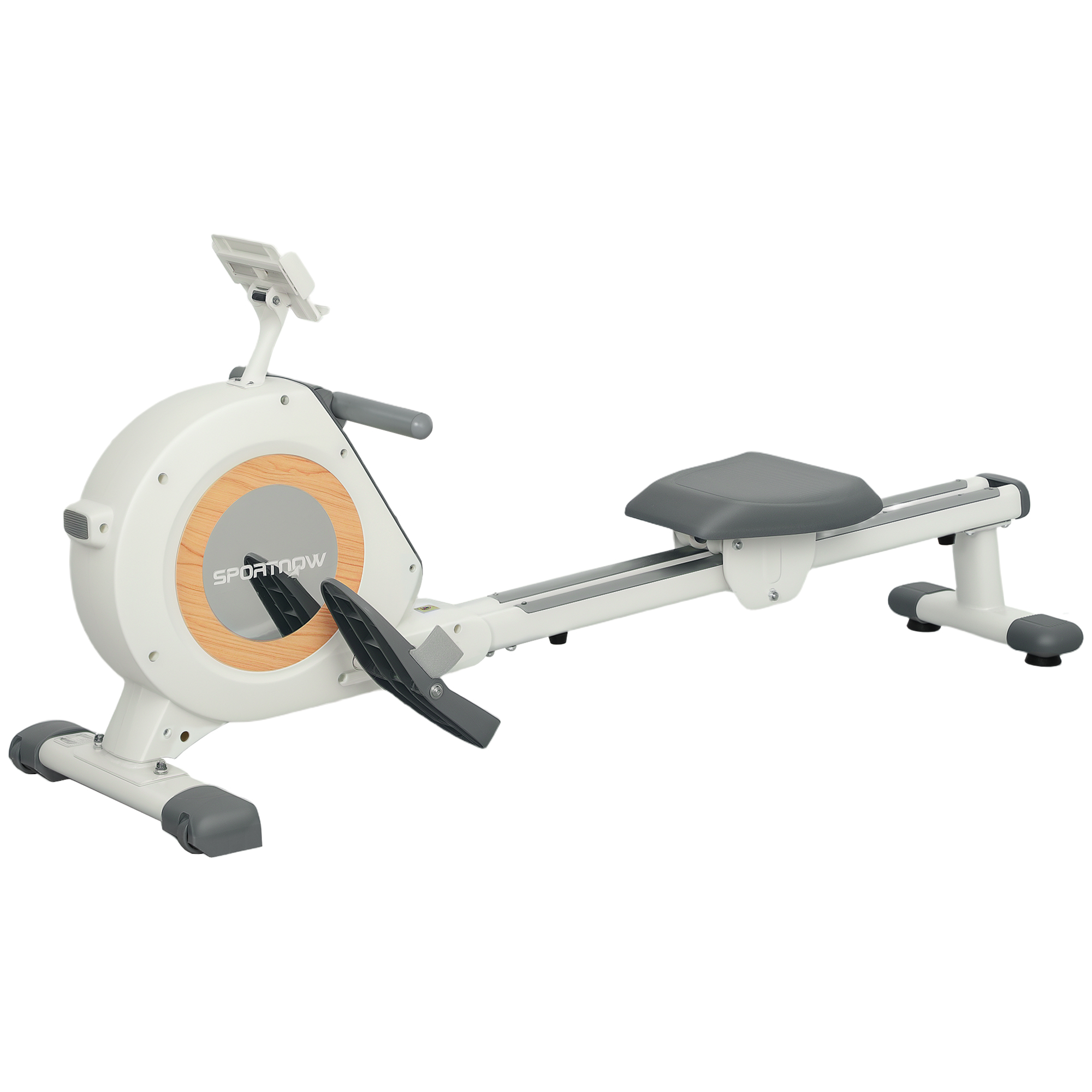 Roolimismasin 16 reguleeritava astme, LCD-ekraani ja telefonihoidjaga, valge, hall, 150 kg