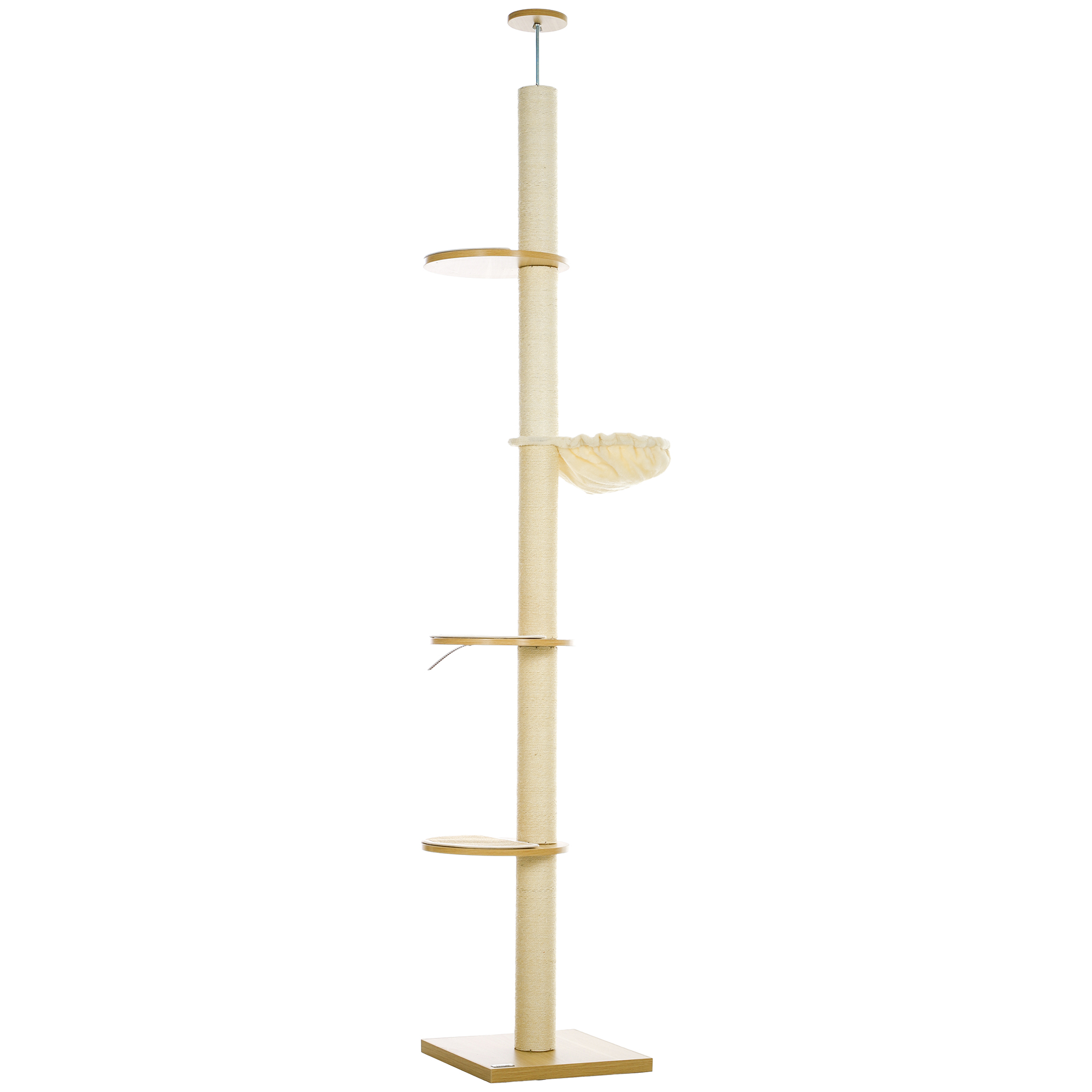 Laeni ulatuv kraapimispuu kassile, 230-250 cm, tamme ja kreemvalge