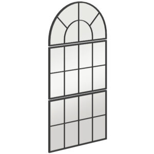 Sieninis veidrodis, lango formos, 3 dalių, metalinis rėmas, 76 x 53 cm, juodas