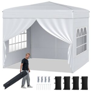 Pop-up telts 290 × 290 × 230-248 cm ar ratnīšiem, balts