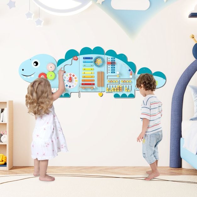 11-in-1 dinozauru aktivitāšu sienas dēlis, zils - Image 2