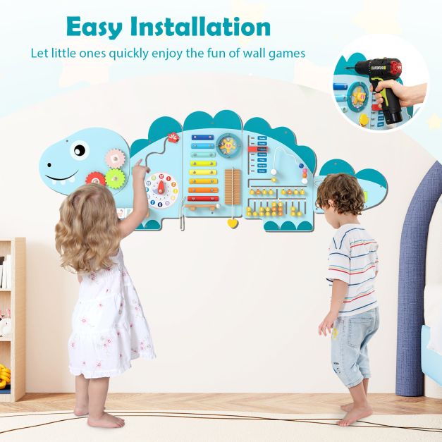 11-in-1 dinozauru aktivitāšu sienas dēlis, zils - Image 7