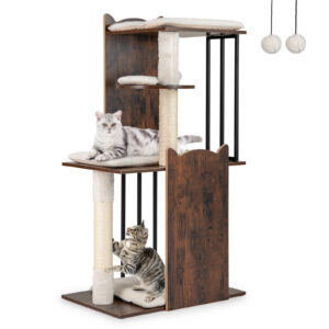 112 cm Modernne Kassipuu Metalltorudega Rustic Brown