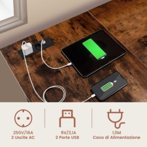 L formos kampinis stalas su USB ruda