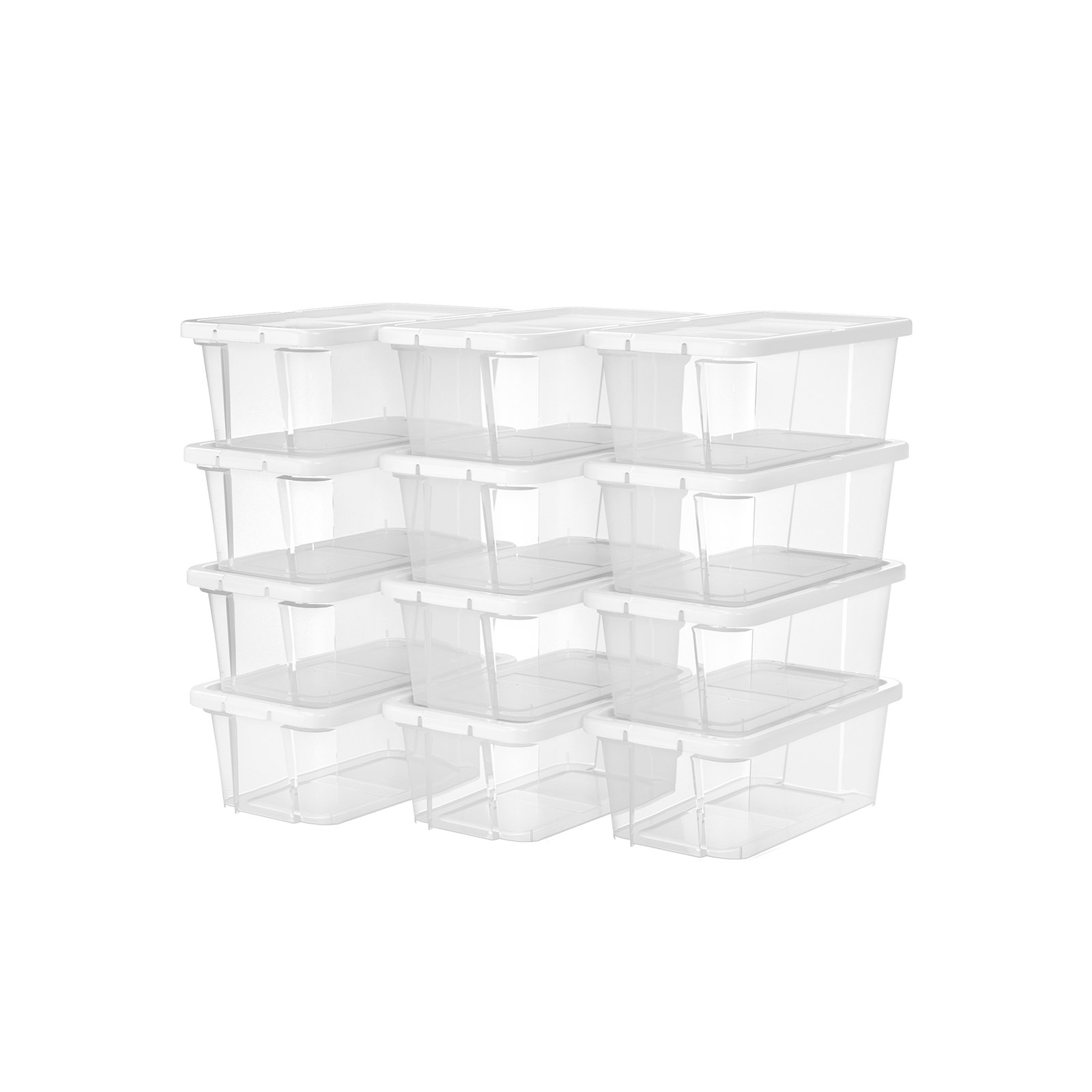 Jalatsikarbid, 12 tk, kuni suurus 41, PP, 35 x 20 x 12,5 cm, läbipaistvad valgete kaantega