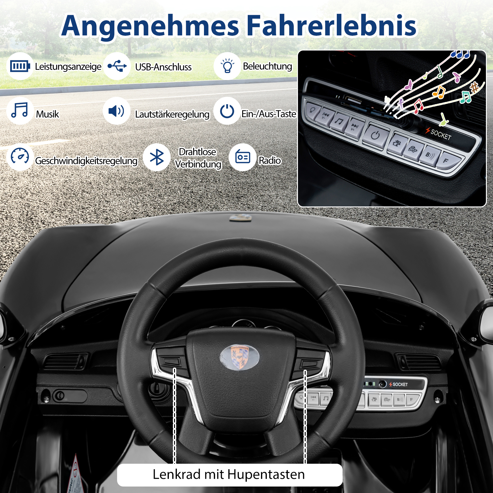 12V Porsche vaikų elektrinis automobilis juodas - Image 4