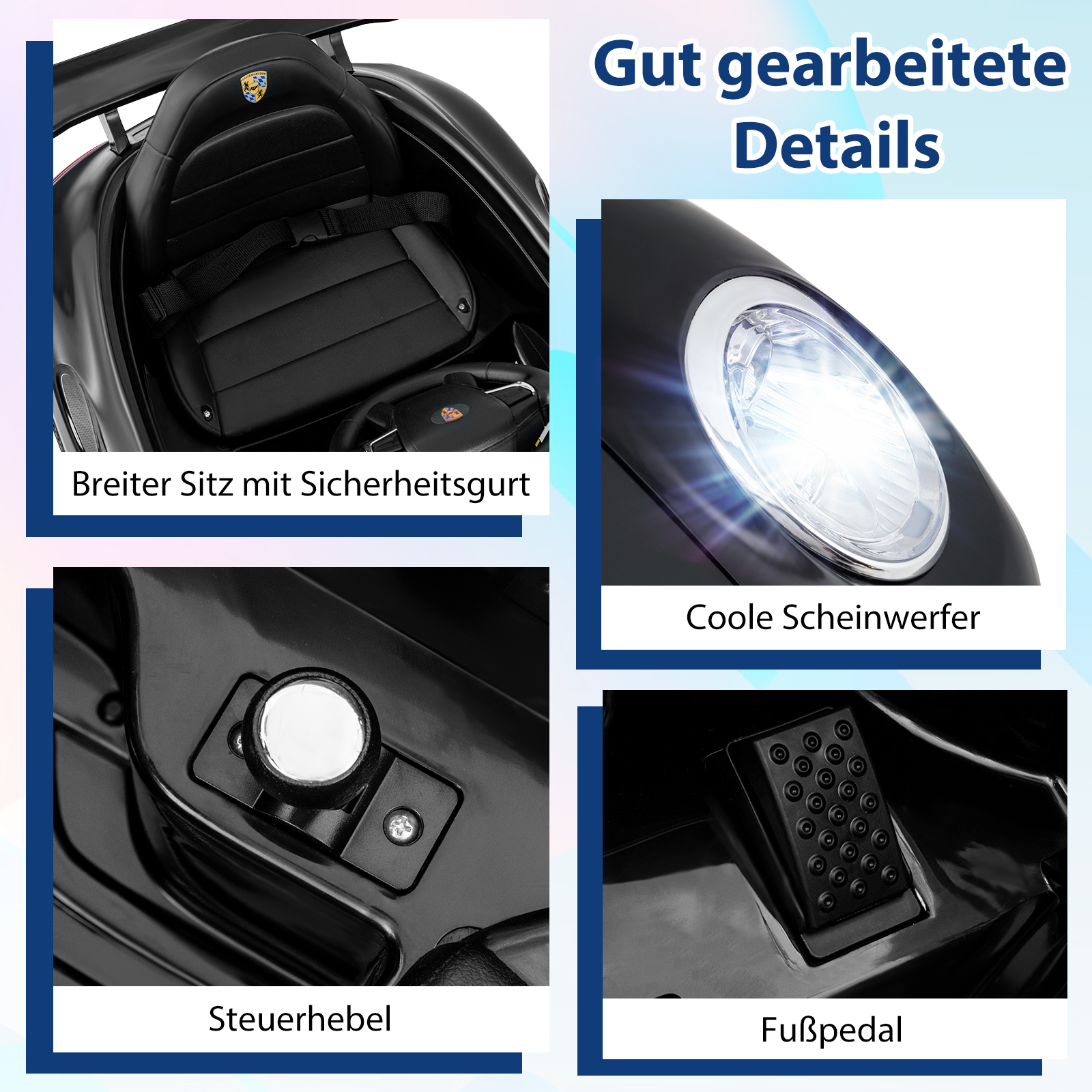 12V Porsche vaikų elektrinis automobilis juodas - Image 6