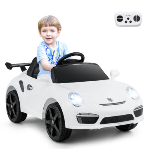 12V Porsche laste elektriauto valge