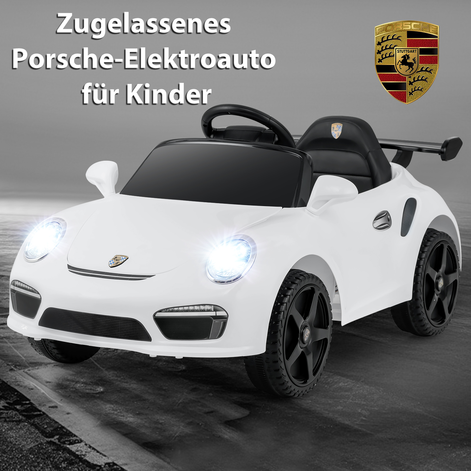 12V Porsche lasten sähköauto valkoinen - Image 4