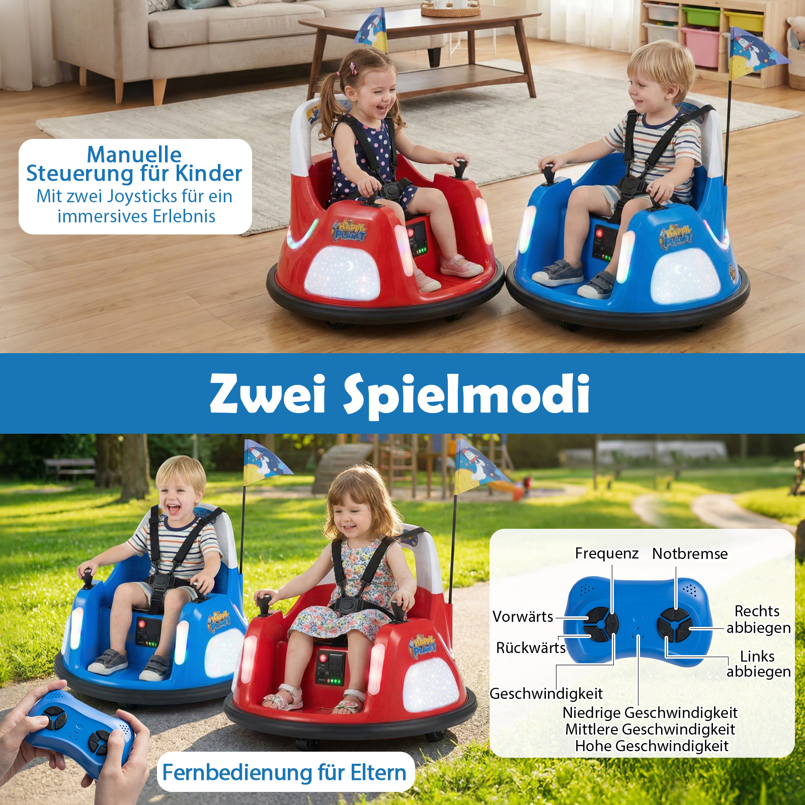 12V Laste Elektriline Poksiauto, Sinine - Image 3