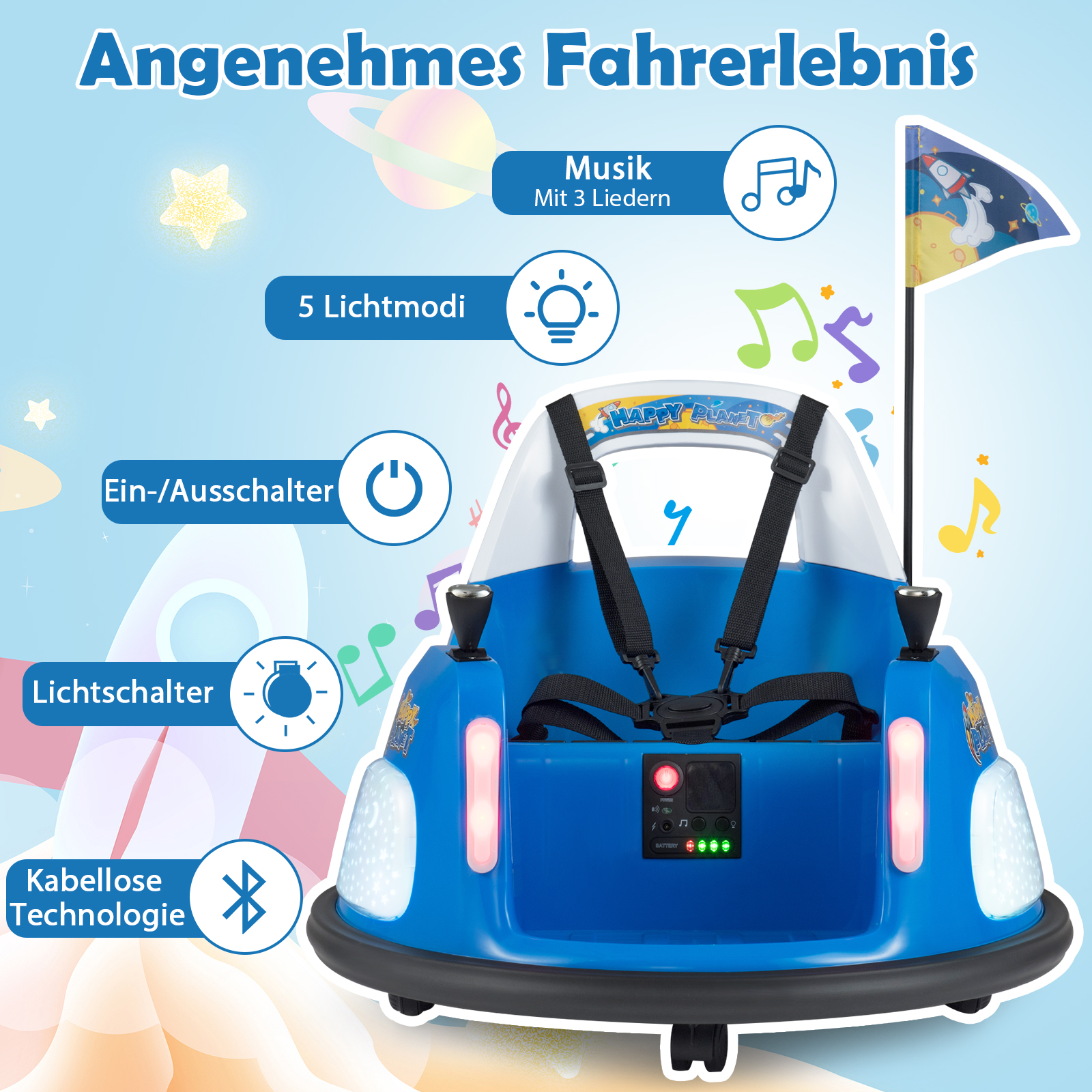 12V Laste Elektriline Poksiauto, Sinine - Image 4
