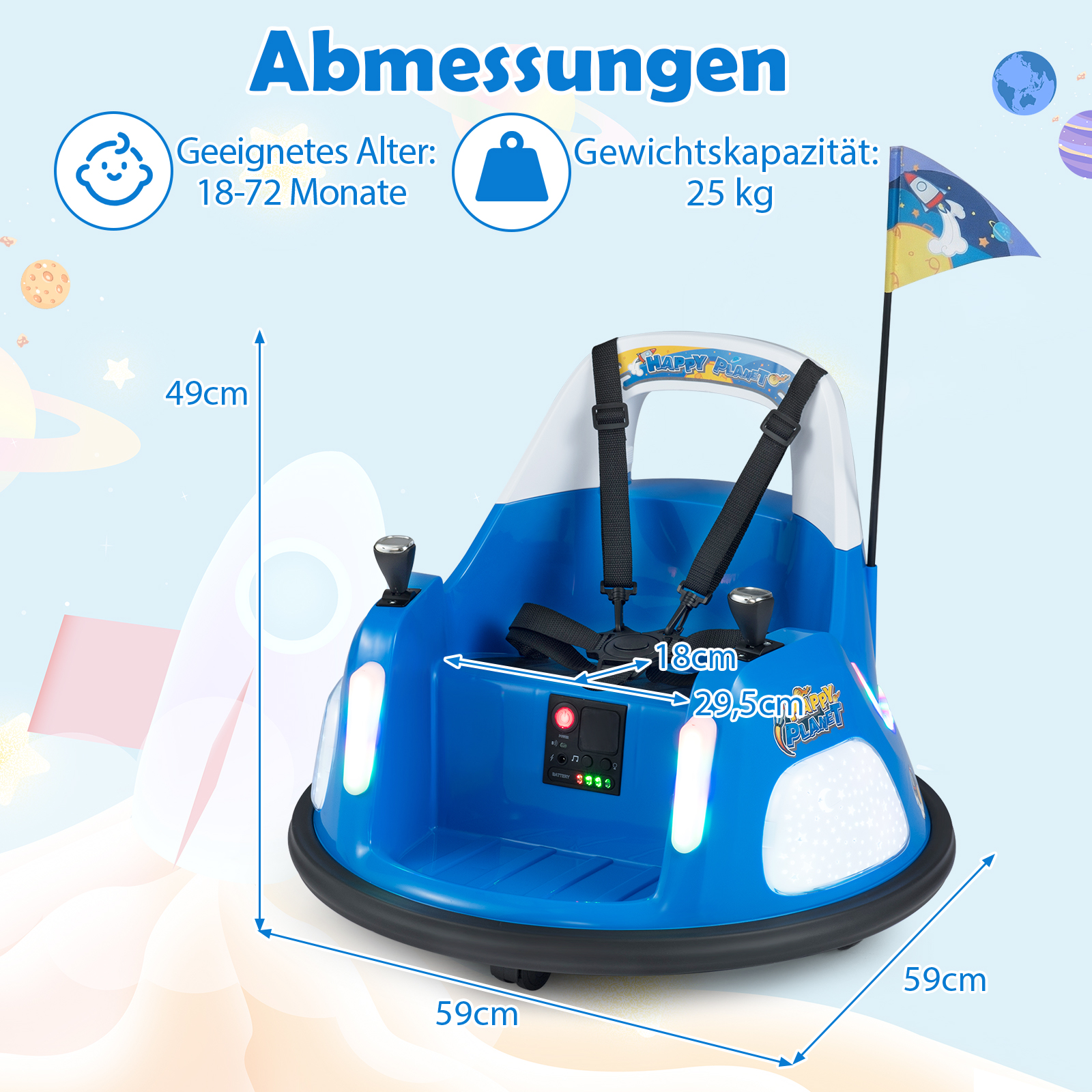 12V Laste Elektriline Poksiauto, Sinine - Image 2