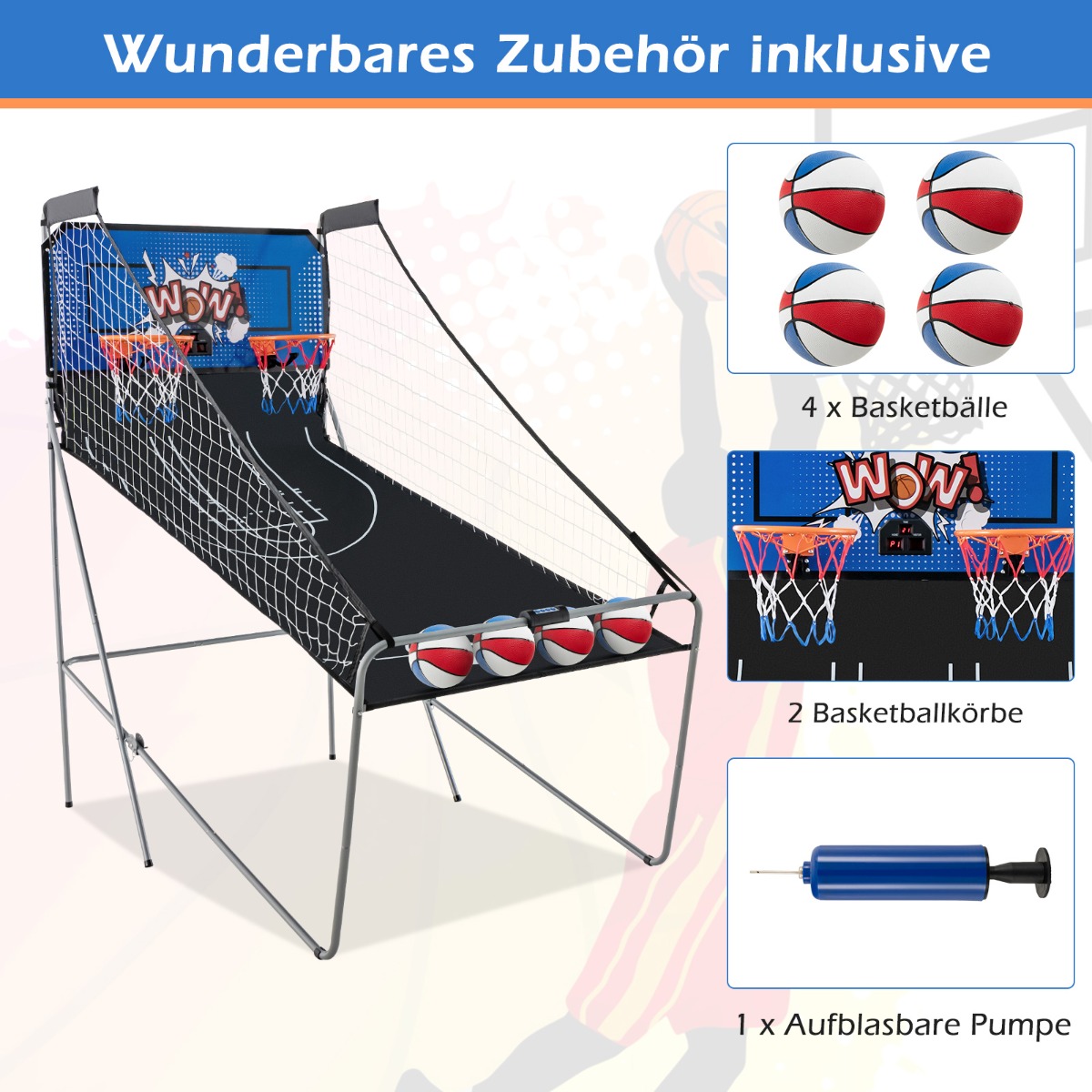 8-in-1 Sulankstoma krepšinio mašina mėlyna - Image 3