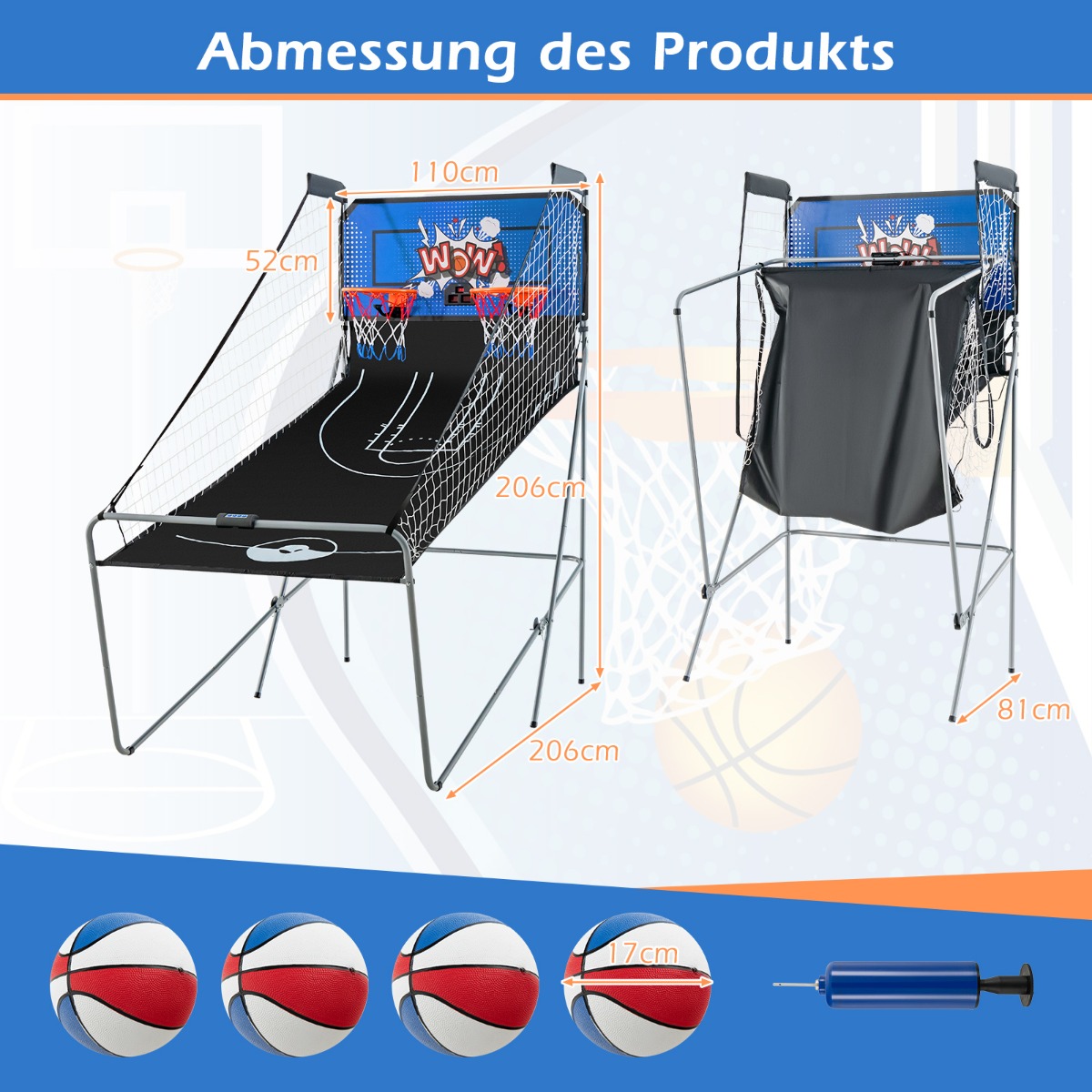 8-in-1 Sulankstoma krepšinio mašina mėlyna - Image 2
