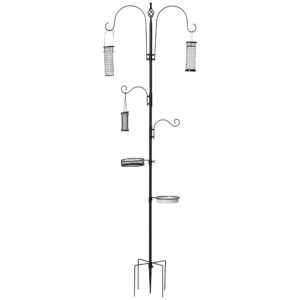 Linnun ruokintateline, 208 cm, musta, teräs