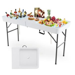 1,5 m kokkupandav jääjahutustabel valgete kaussidega