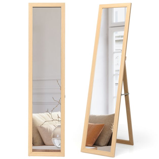 Täismõõdus Vaba Seisev Peegel 155x37 cm, Naturaalne