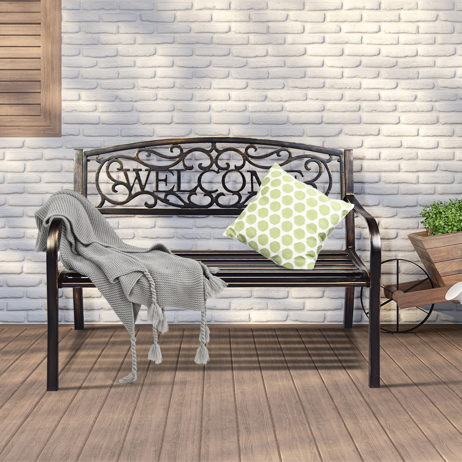 Puutarhatuoli pronssinvärinen teräsrunko 127 × 63 × 89 cm - Image 2