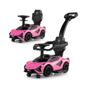 3-in-1 licencēts Lamborghini stumjamais braucamais auto, rozā