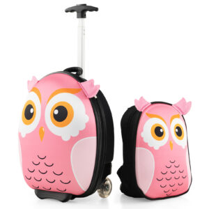 Kevyt lasten rullakotelo ja reppu setti vaaleanpunainen