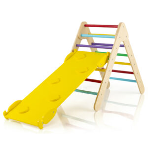 3-in-1 puinen kiipeilykolmio, jossa käännettävä ramppi, multicolor