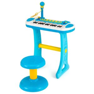 31 klavišų vaikų pianinas su mikrofonu, mėlynas