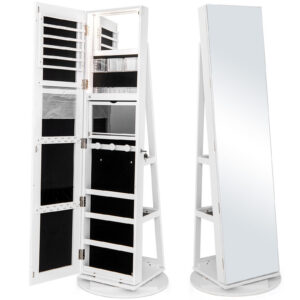 Valkoinen 161cm Korukaappi LED-valoilla