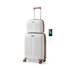 2-osaline pagasi komplekt 20" kohver ja 14" kosmeetikakott, valge