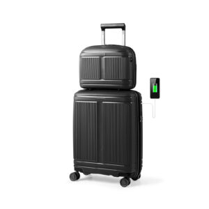 2-osaline pagasi komplekt 20" kohver ja 14" kosmeetikakott, must