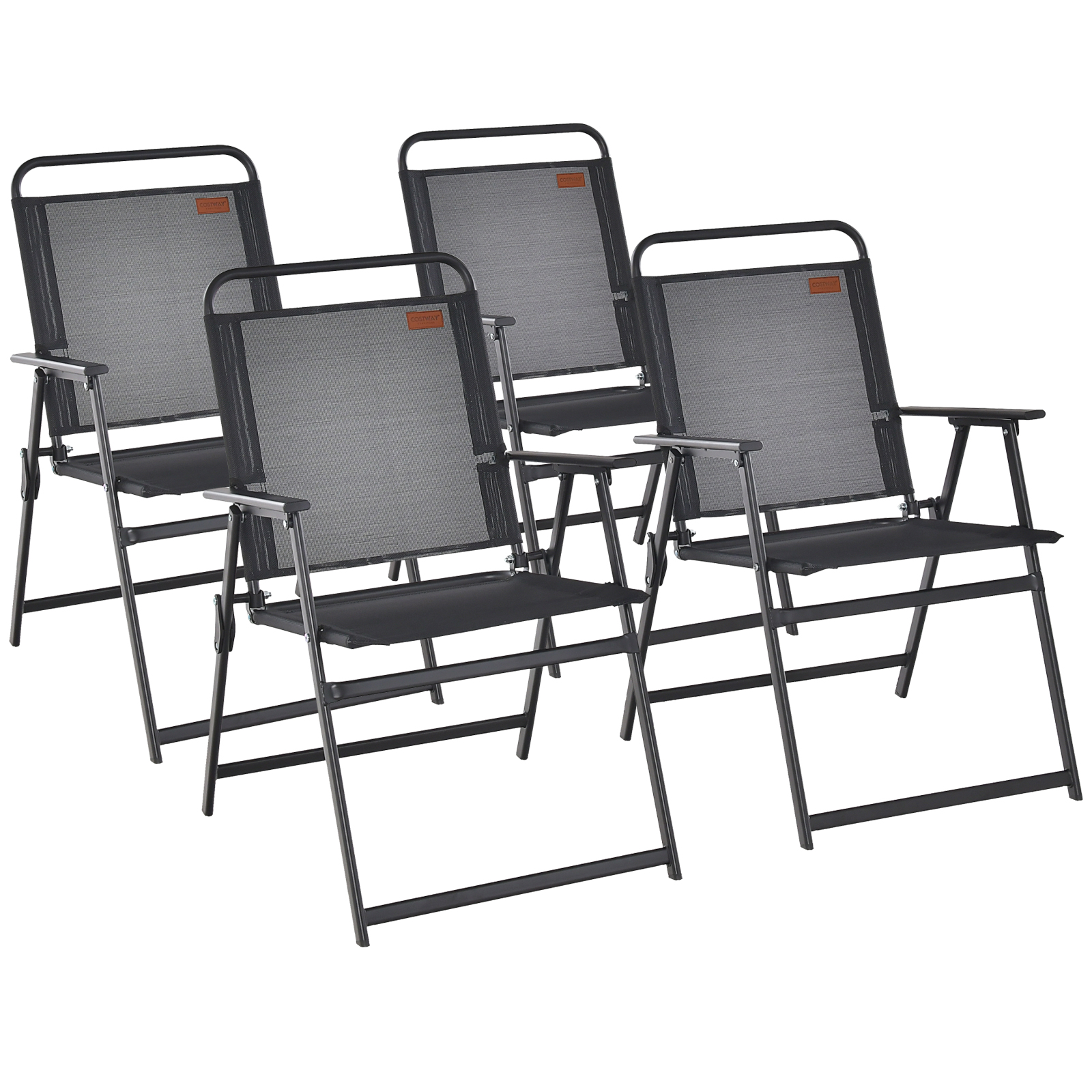 Lauko sulankstomi kėdės 2/4/6 vnt juodos
