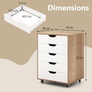Mobiilne 5-sahtliga kummut 48x39,5x65,5 cm naturaalne