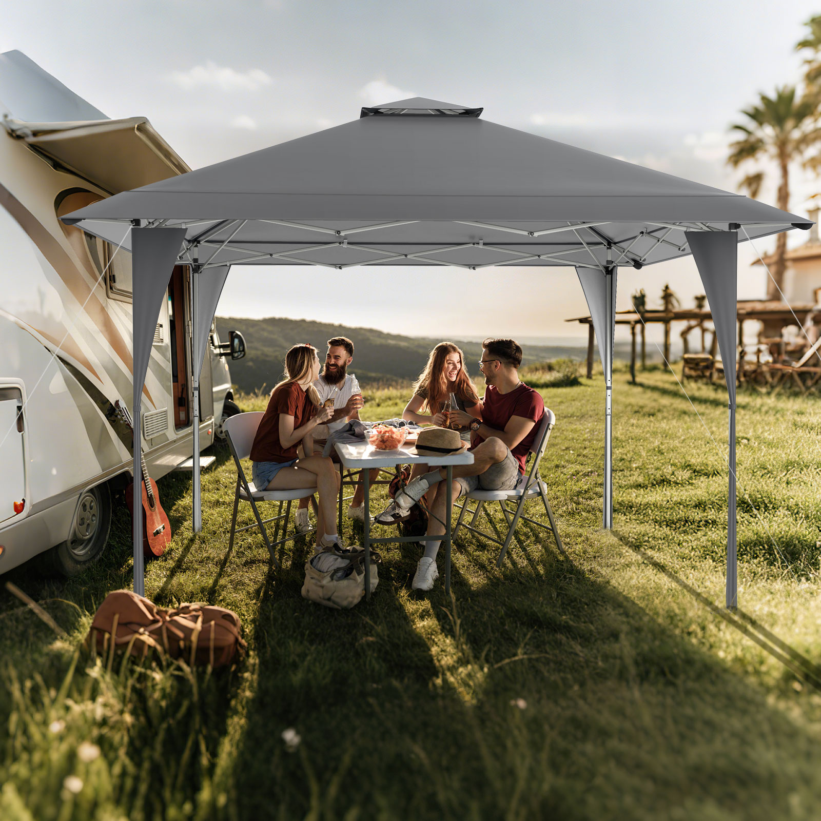 Pop-up teltta 395x395cm harmaa - Image 2