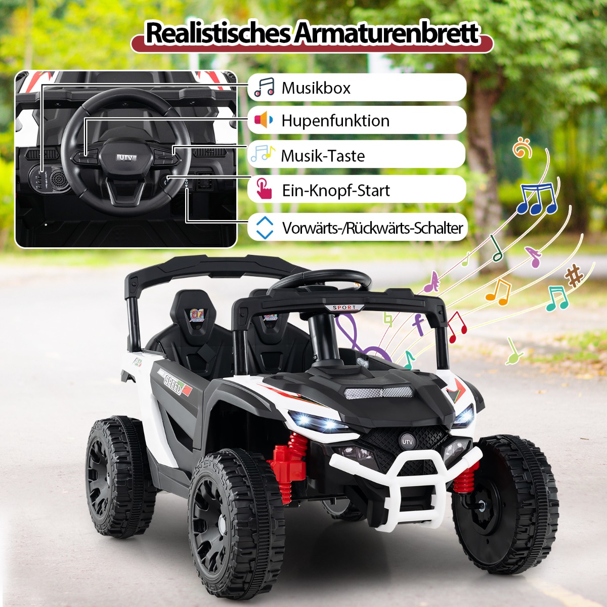 12V elektriline laste UTV-auto puldiga, valge - Image 8