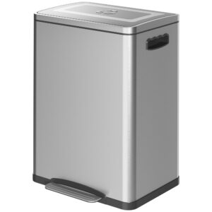 Atkritumu tvertne ar vāku un pedāli, nerūsējošs tērauds, sudraba, 2 x 20 l