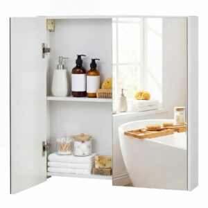 2-tasoinen seinäkaappi peililuukuin, valkoinen