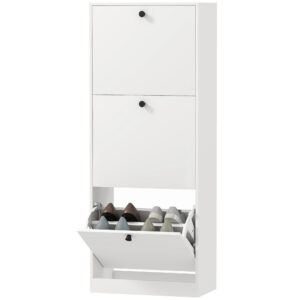 Kingakapp 3 kallutatava sahtliga, valge, 47 x 26 x 120 cm
