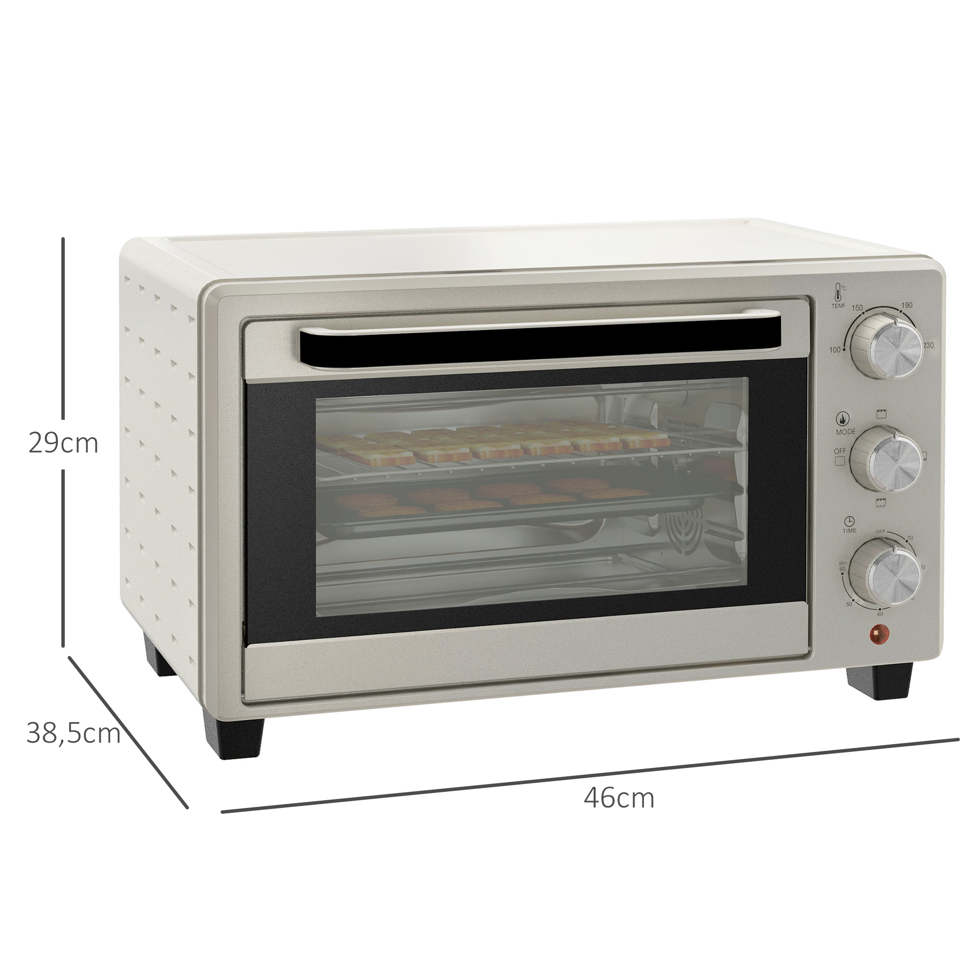 Mini orkaitė, 21 l, 1400 W, kreminė balta, nerūdijantis plienas - Image 2